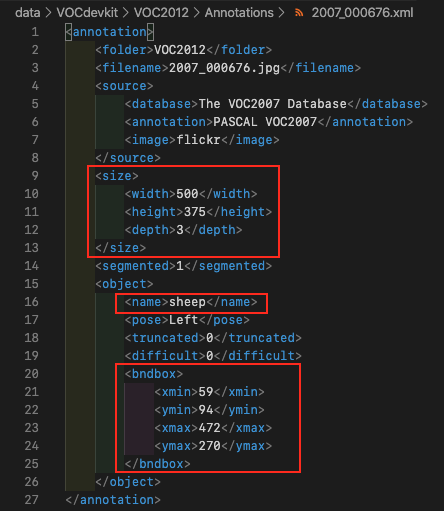 Pascal VOC 2012 - 2007_000676 XML Annotation